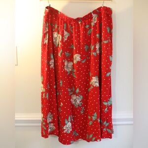 Southern Lady Red Floral A-Line Skirt
